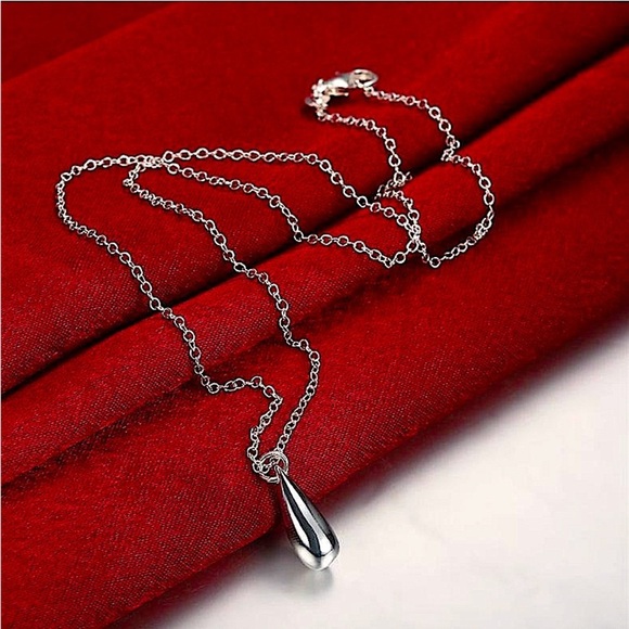 Sterling Silver Tear Drop Geometric Matching Necklace Bracelet Earrings Set - Picture 5 of 15